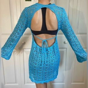 Beach Coverup/ Crotchet Knitted Mini Dress